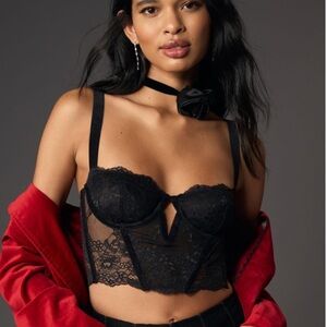 Anthropologie Black Lace Bustier Top